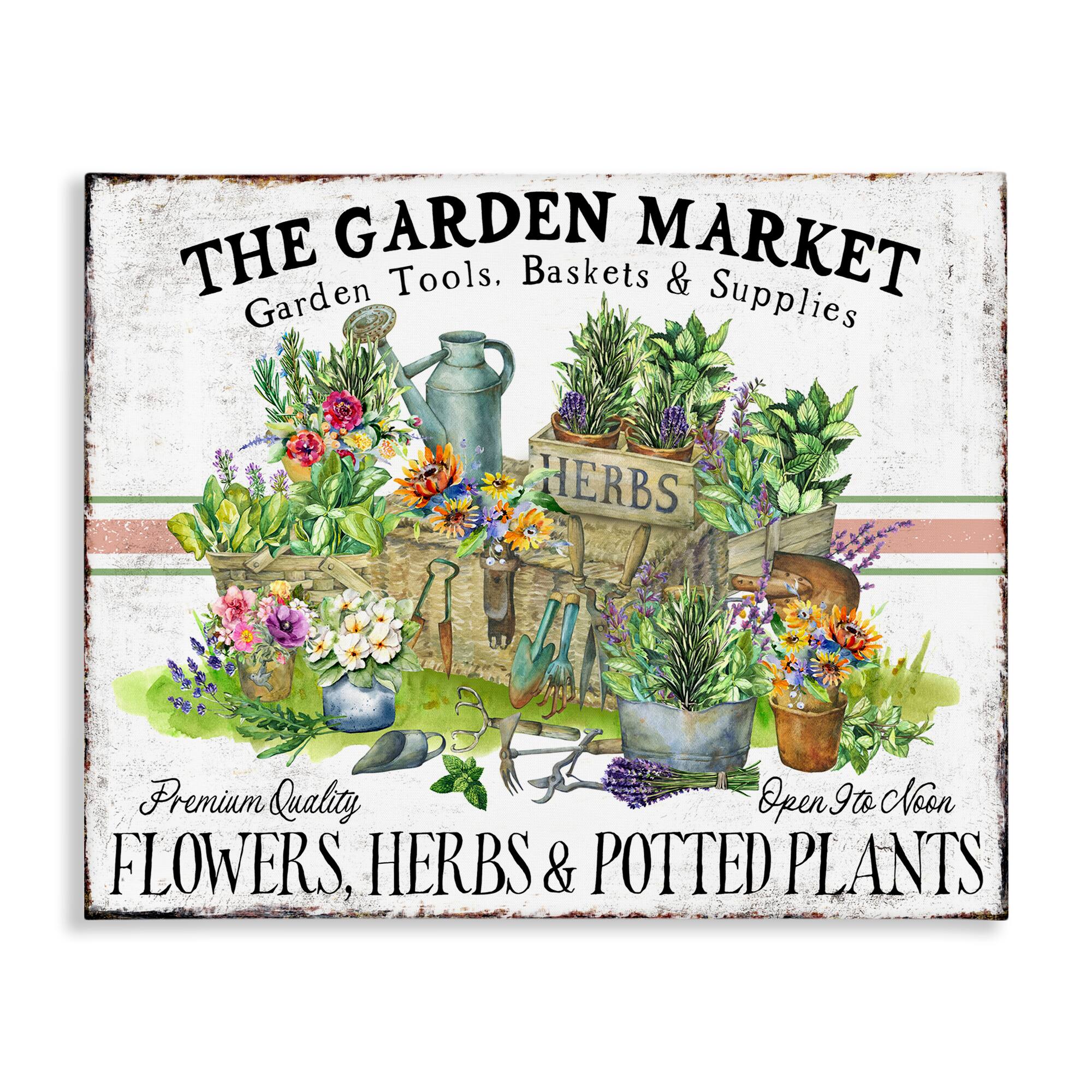 Stupell Industries Garden Market Bistro Stripe Canvas Wall Art